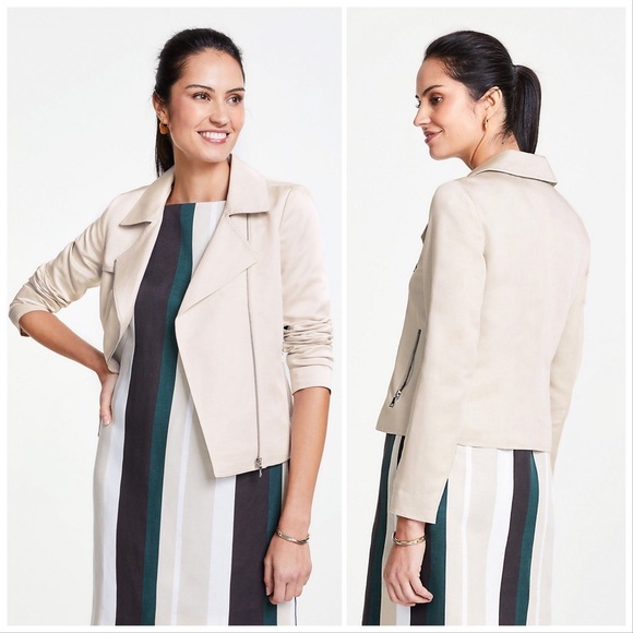 Ann Taylor Jackets & Blazers - Ann Taylor Linen Blend Moto Jacket in Natural 4P